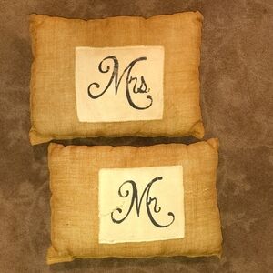 Mr. and Mrs. Burlap Accent Pillows